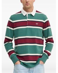 GANT - Long-Sleeved Striped Polo Shirt - Lyst