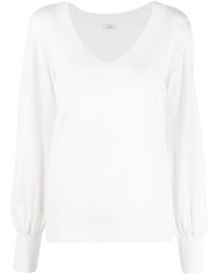 Malo - Bishop-sleeve V-neck Knitted Top - Lyst