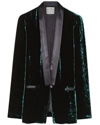 forte_forte - Crushed-Velvet Shawl-Lapel Blazer - Lyst
