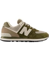 New Balance - 574 Lace-Up Suede-Panelled Sneakers - Lyst