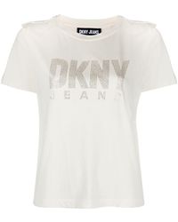 DKNY - T-shirt Met Logo Van Stras - Lyst