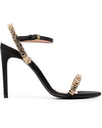 Moschino - 110mm Logo-plaque Leather Sandals - Lyst