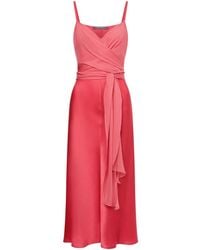 Alberta Ferretti - V-Neck Satin Dress - Lyst