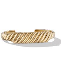 David Yurman - 18kt Yellow Gold Cable Contour Cuff Bracelet - Lyst