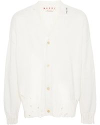 Marni - Distressed Cotton Knit Cardigan - Lyst