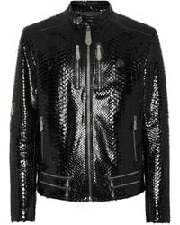 Philipp Plein - Long-Sleeve Biker Jacket - Lyst