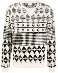 Saint Laurent - Stripe-jacquard Wool Sweater - Lyst