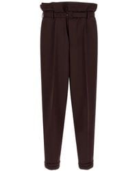 Saint Laurent - Belted Paper-Bag Trousers - Lyst