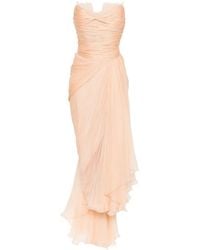 Maria Lucia Hohan - Jolie Strapless Midi-Jurk Met Ruches - Lyst