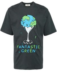 MSGM - Graphic-Print Cotton T-Shirt - Lyst