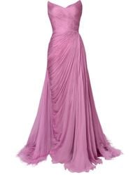 IRIS SERBAN - Feather-Trimmed Pleated Maxi Dress - Lyst