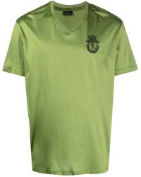 Billionaire - Crest-Embroidered V-Neck T-Shirt - Lyst