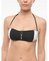 KARL LAGERFELD - Logo-Print Front-Zip Bikini Top - Lyst
