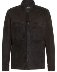 Zegna - Buttoned Suede Overshirt - Lyst