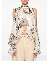 Blumarine - Animal-Print Ruffled Blouse - Lyst