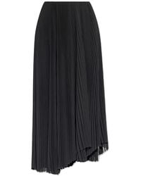 Balenciaga - Pleated Asymmetric-Hem Midi Skirt - Lyst