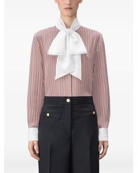 Thom Browne - Silk Striped Shirt With Detachable Collar - Lyst