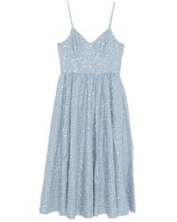 Sandro - Midi Striped-Pattern Sequin-Detail Dress - Lyst