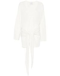 The Attico - Knot-Detail V-Neck Mini Dress - Lyst