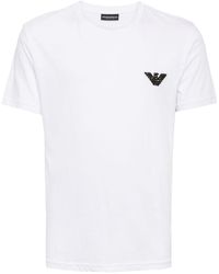 Emporio Armani - Eagle-appliqué Cotton T-shirt - Lyst