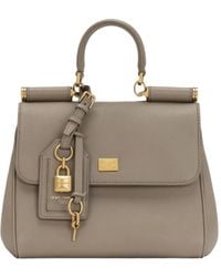 Dolce & Gabbana - Medium Sicily Leather Handbag With Padlock Detail - Lyst