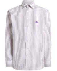 Etro - Striped Cotton Shirt With Pegaso Logo - Lyst