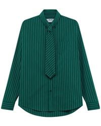 MSGM - Pinstriped Tie-Detail Shirt - Lyst