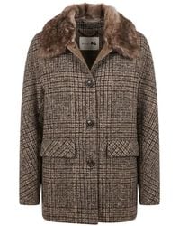 Manzoni 24 - Checked Fur-Collar Coat - Lyst