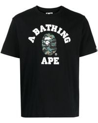A Bathing Ape - Logo-print Crew-neck T-shirt - Lyst