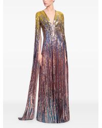 Elie Saab Beaded Strapless Maxi Dress in Blue | Lyst