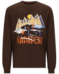 Napapijri - Graphic-Print Long-Sleeved T-Shirt - Lyst