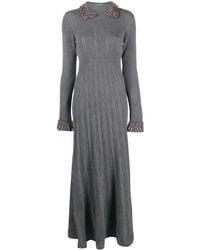 Alberta Ferretti - Crystal-Embellished Knitted Dress - Lyst