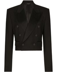 Dolce & Gabbana - Double-Breasted Cropped Blazer - Lyst