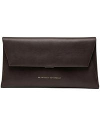 Brunello Cucinelli - Envelope Leather Clutch Bag - Lyst