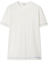 Burberry - Logo-embroidered Organic Cotton T-shirt - Lyst