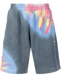 MSGM - Tie-Dye Print Cotton Shorts - Lyst