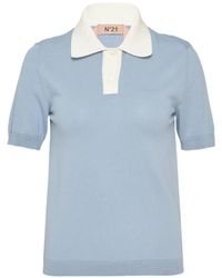 N°21 - Contrast-Collar Knit Polo Shirt - Lyst