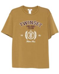 Twinset - Logo-Print Cotton T-Shirt - Lyst