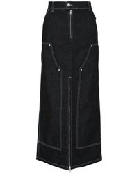 MSGM - Contrast-Stitch Denim Skirt - Lyst