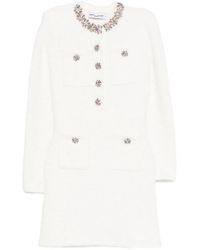 Self-Portrait - Crystal Trim Knit Mini Dress - Lyst