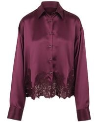 Ermanno Scervino - Lace-Trim Satin Shirt - Lyst
