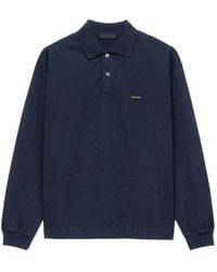 Prada - Long-Sleeved Cotton Polo Shirt - Lyst