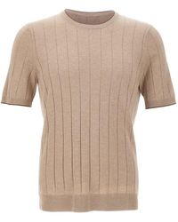 Gran Sasso - Ribbed-Trims Knit T-Shirt - Lyst