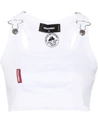 DSquared² - Logo-tag Cropped Tank Top - Lyst