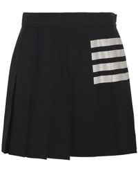 Thom Browne - Plain Weave 4-Bar Pleated Mini Skirt - Lyst