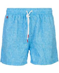 Kiton - Crosshatch-Pattern Drawstring Swim Shorts - Lyst