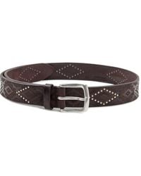 Orciani - Stud-Embellished Geometric-Pattern Belt - Lyst