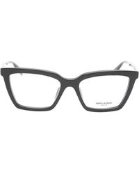 Saint Laurent - Eckige Brille Mit Logo-Gravur - Lyst
