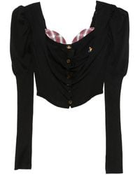 Vivienne Westwood - Ruched Orb Logo Square Neck Top - Lyst