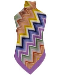 Missoni - Zigzag-Print Halterneck Cotton Blouse - Lyst
